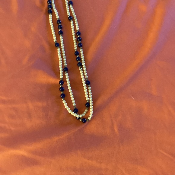 Pearl and Onyz bead Necklace - Picture 1 of 6